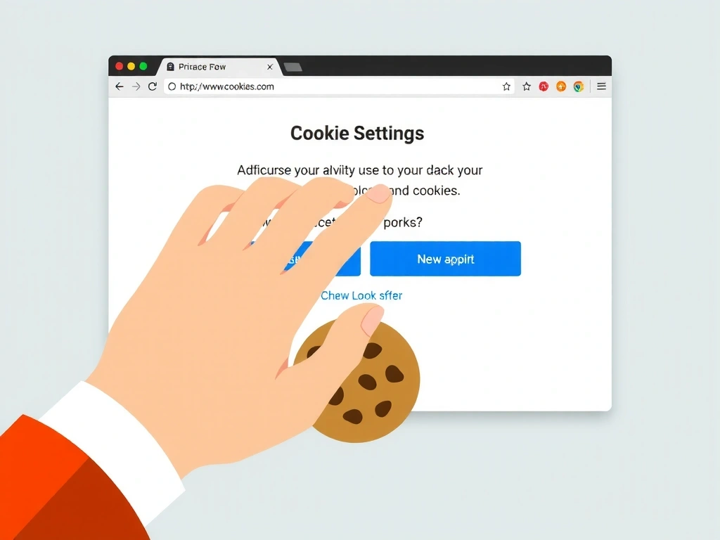 Illustration of a person managing cookie settings on a web browser